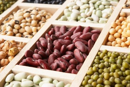 O teor de proteína de vários legumes